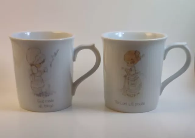 Precious Moments Mugs 1985 Enesco The Lord Will Provide AND God Made All Things