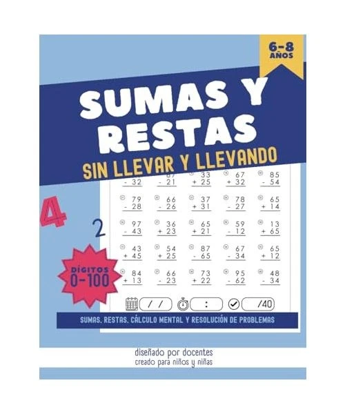 SUMAS Y RESTAS SIN LLEVAR Y LLEVANDO: Cuaderno con sumas y restas para ...