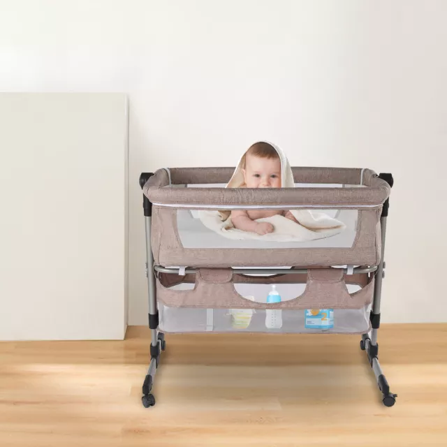 Portable Baby Bassinet Bedside Sleeper for Baby Easy Folding Crib with Storage