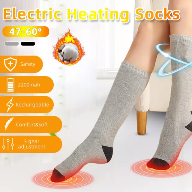 Winter Electric Heated Socks Boot Feet Warmer USB Rechargable Battery Warm Sock 2