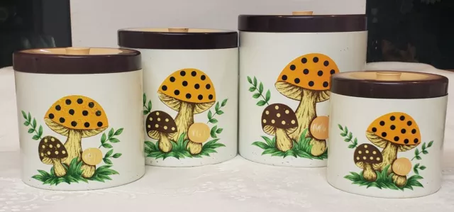 Merry Mushroom Sears Roebuck & Co 1979 Nesting Canister Plastic Set Of 4 Japan