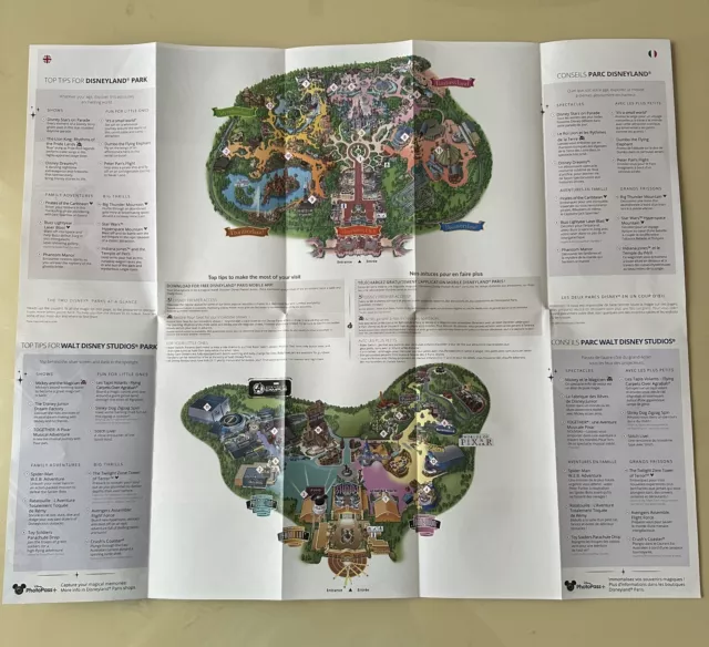 DISNEYLAND PARIS PARK Map March 2024 Disney Studios English French