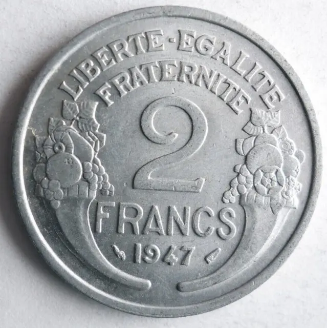 1947 FRANCE 2 FRANCS - Excellent Coin - FREE SHIP - Bin #410