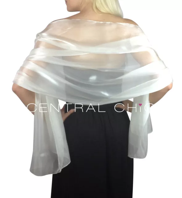 White Silky Bridal Bridesmaid Wedding Prom Shawl Stole Wrap Pashmina