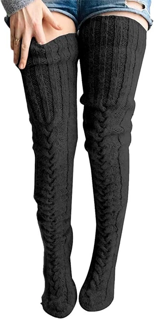 Springcmy Womens Girls Winter Cable Knit Over Knee Socks Thigh High Long Boot