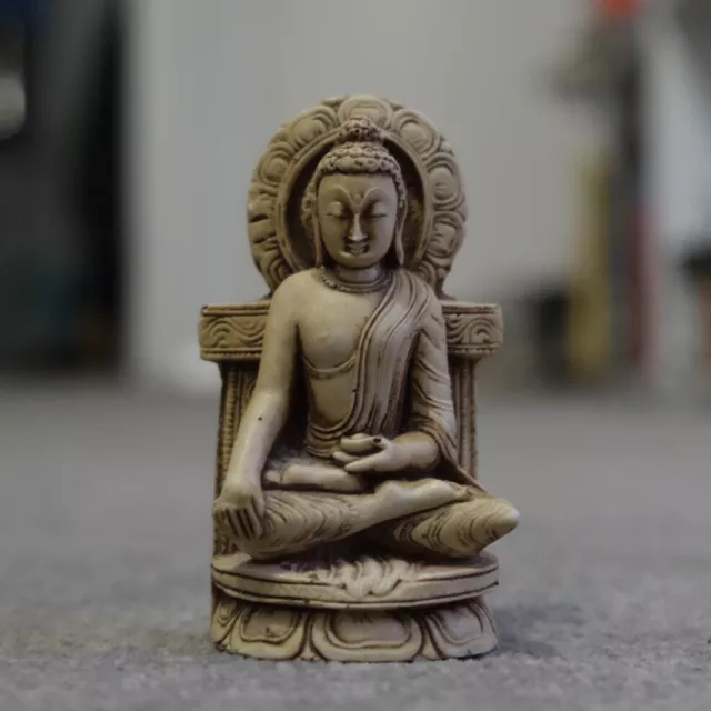 Small Buddha Sitting Hindu Indian Idol Deity Statue Nepalese Tibetan Stone Resin