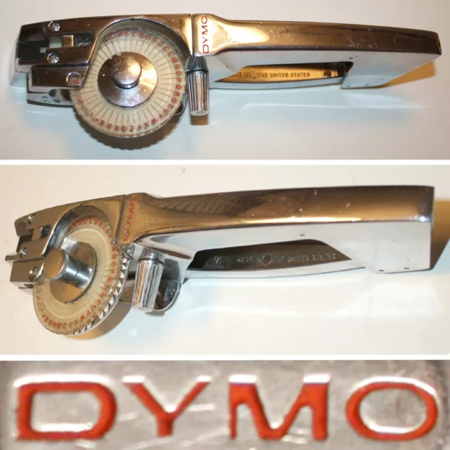 Vintage Dymo Tapewriter Chrome Label Maker Model M55 Handheld Alphabet Wheel