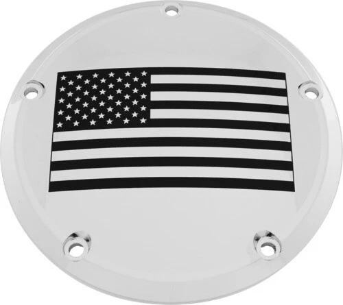 Chrome American Flag Derby Cover Custom Engraving PATR21-12