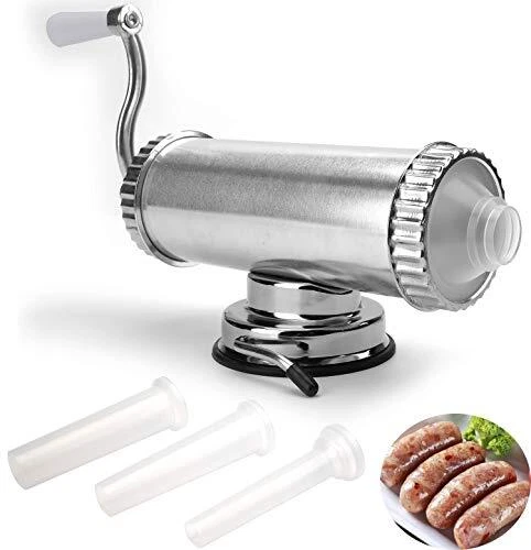 2 LBS Sausage Stuffer - Horizontal Kitchen Stuffing Maker Stainless Steel Mea...