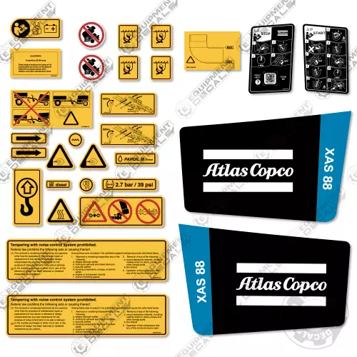 Compatible Avec Atlas Copco XAS88 Décalque Kit Air Compresseur - 7 An 3M Vinyle