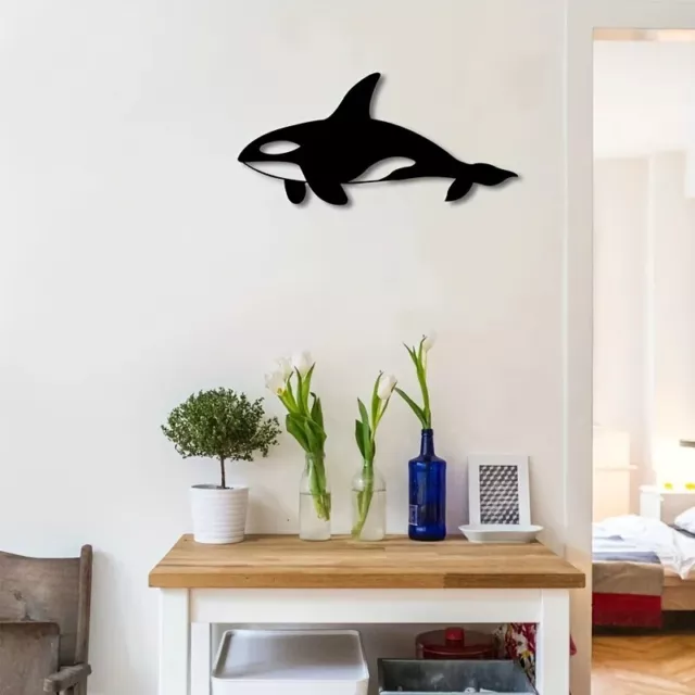 Black Metal Wall Art Whale Pattern Metal Crafts For Interior Decor Home Decor