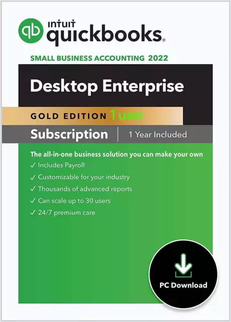 1 user QuickBooks Enterprise Gold 2023 (Annual Subscription) + PAYROLL INCLUDED