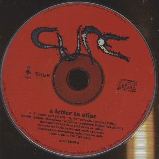 THE CURE A Letter To Elise 1992 UK 4 track CD Single Incl. Card