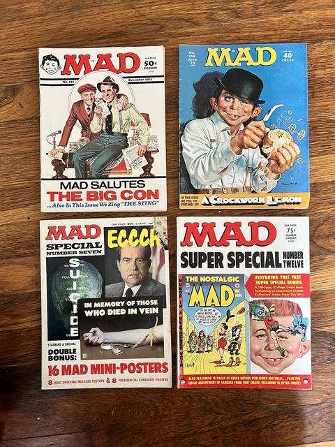 1970S MAD MAGAZINE Lot (4) Mix of Issues-some Damage see