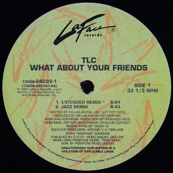 TLC - What About Your Friends / G+ / 12"", Single