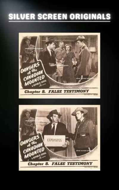 Dangers of the Canadian Mounted Chapter 8 2x Original US Lobby Cards 1948