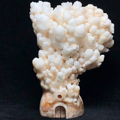 Natural quartz crystal cluster mineral specimen hand-carved snow tree house.