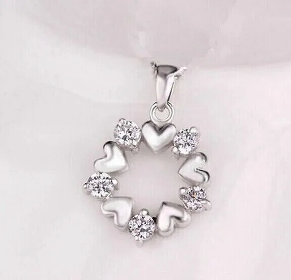 14k White Gold Plated 1.50 Ct Round Cut Lab-Created Diamond Women Heart Pendant