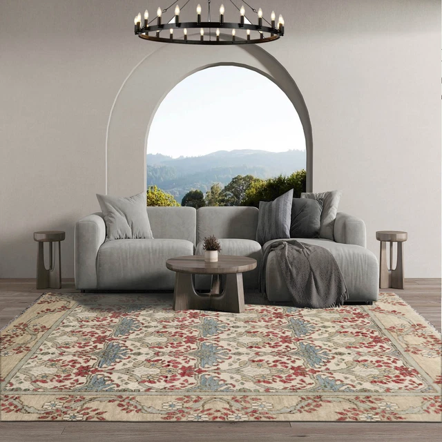 William Morris Muted Oushak Hand Knotted Arts & Crafts Wool Area Rug 8'2"x9'11" William Morris Muted Oushak Hand Knotted Arts & Crafts Wool Area Rug 8'2"x9'11"