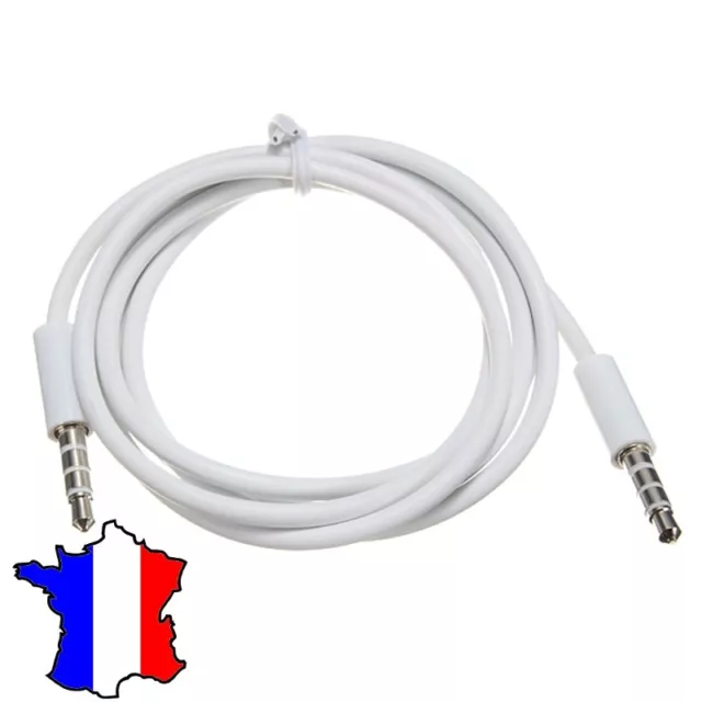 CABLE AUXILIAIRE, 3.5 MM JACK - 3.5 MM JACK, ANGLE 90°, 1M, BLANC