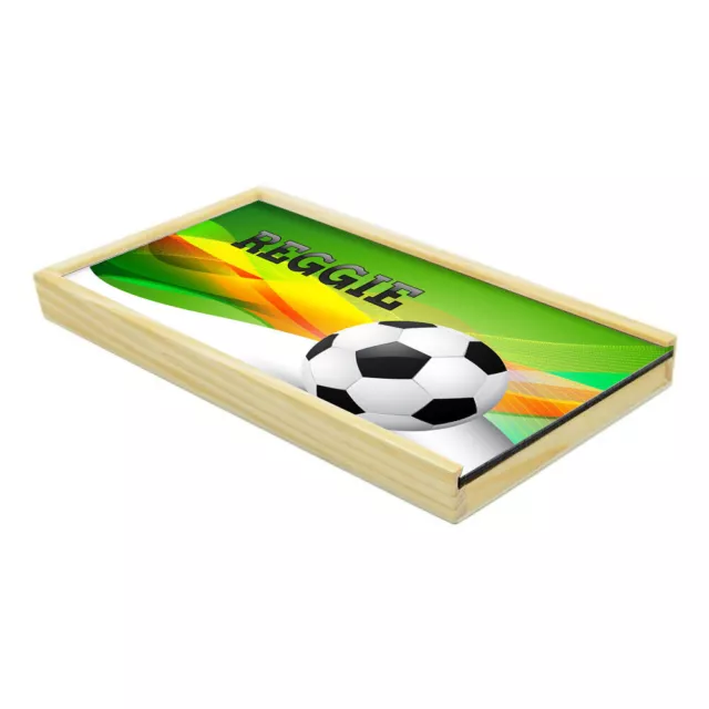 Personalised Any Name Football Wooden Pencil Box Stationary Box Gift 236