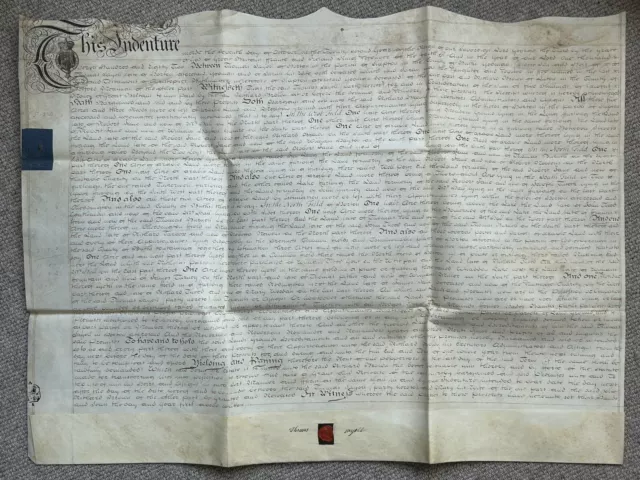 1782 Indentured Property deed for Land in Horton & Cheddington, Buckinghamshire