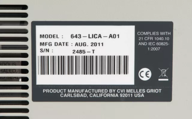 CVI Melles Griot Omnichrome Série 43 Bloc Alimentation 643-LICA-A01 pour Laser 3