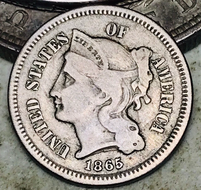 1865 Three Cent Nickel Piece 3C Civil War Date Choice US Type Coin CC17796 1865 Three Cent Nickel Piece 3C Civil War Date Choice US Type Coin CC17796