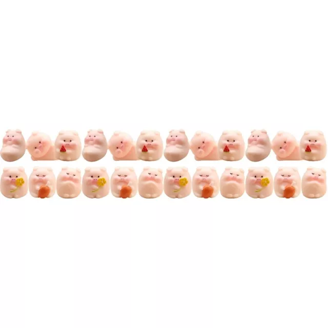 24 Pcs Micro Landscape Pig Resin Mini Decor Figure Animal Toys Mushroom Stuff