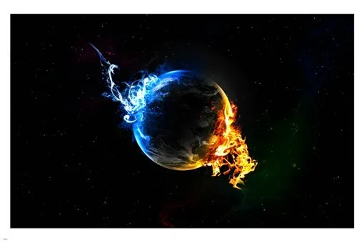 PLANET EARTH BURNING poster 20x30 outer SPACE IMAGE fiery REALISTIC NEW  - PY1