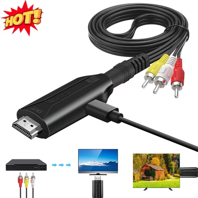 3 RCA To HDMI Male 1080P Video Audio AV Component Converter Adapter Cable HDTV