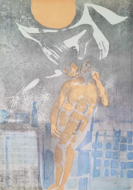 Litografia a colori di Bruno Saetti, cm 49x70 del 1980