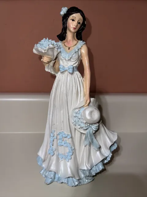 Quinceanera Girl Doll Dama Figurine Cake Topper 15th Birthday Resin 9.5” White