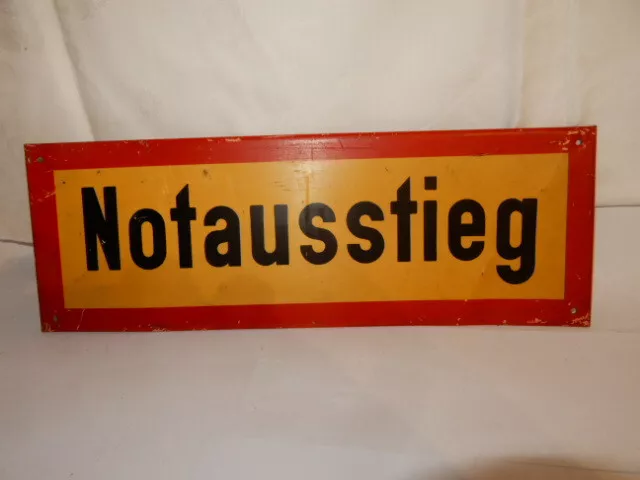 Altes Blechschild   " Notausstieg "