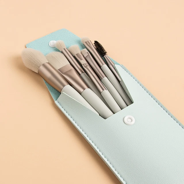 Kit Pennelli Trucco Donna Set 8 Pz Custodia Rigida Tasca Vari Colori Saldi