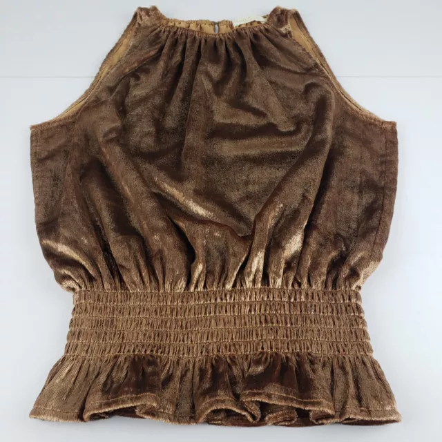 Ramy Brook Lonny Copper Sleeveless Top Women's Small Smocked Waist Blouse