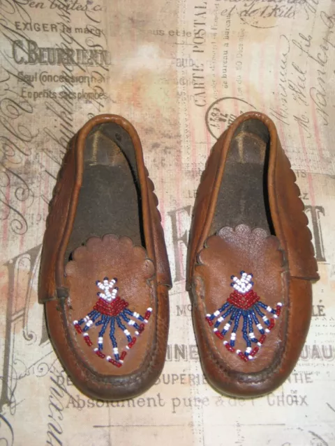 Antique Vintage Baby Shoes / Slippers / Beaded Moccasins / 2