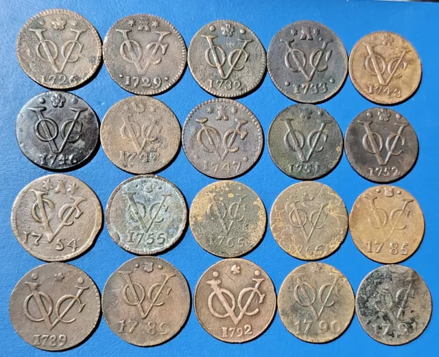 Dutch Netherlands Colonial Voc Duit Coin Lot 20 pcs New York Penny Coin