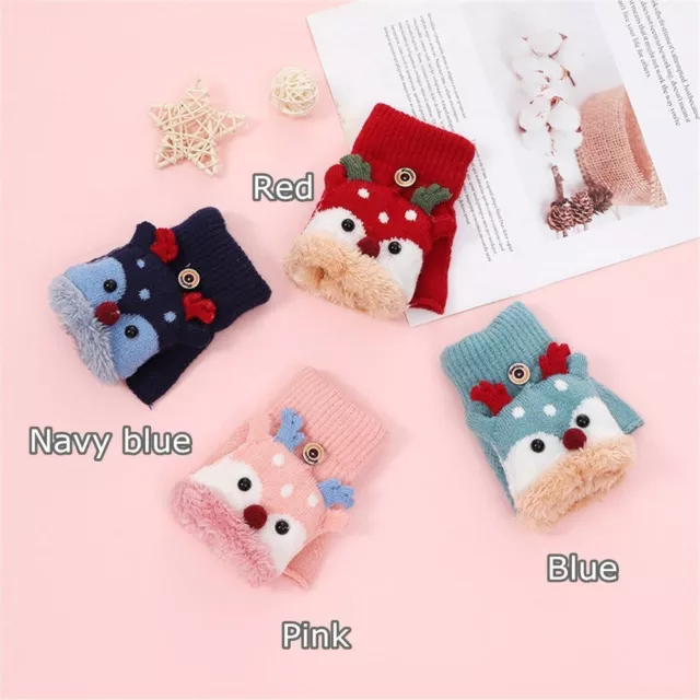 Baby Girl Boy Fingerless Cartoon Reindeer Warm Children Gloves Kids Mittens 2