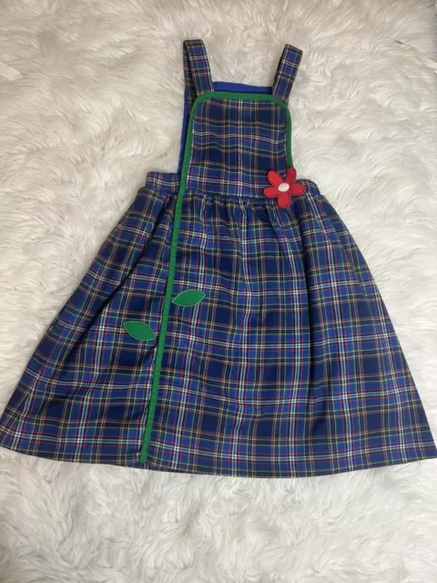 Florence Eiseman Vintage Plaid Jumper with Flower Girls Size 6