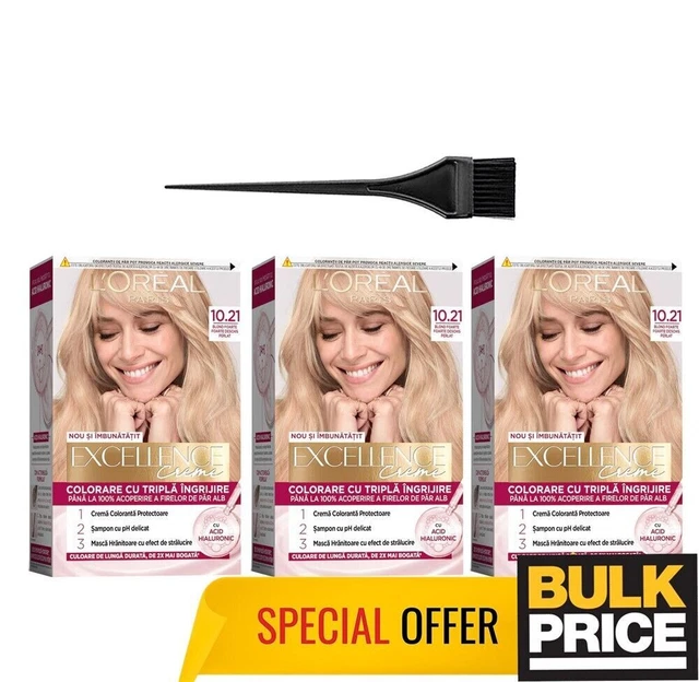 L OR AL PARIS EXCELLENCE Creme 10 21 Lightest Pearl Blonde Hair Color 3 