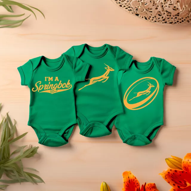 Springbok Babygrow Baby Vest South African Africa Rugby Christmas Boys Girl Gift