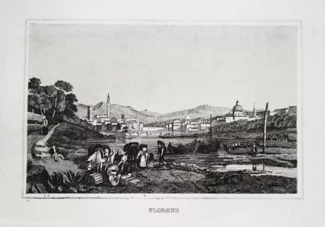 Florenz Firenze  Italien Italia Gesamtansicht echter  alter  Kupferstich 1835