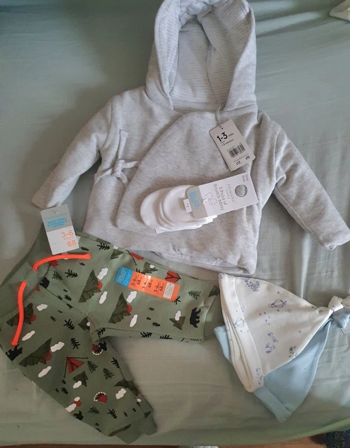 Baby Boy Clothes bundle 0-6 months Mothercare Primark Jacket Joggers Hat Mitts
