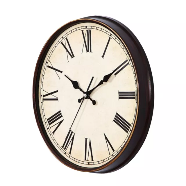 Vintage Dial Clock European Round Roman Numeral Silent Clock 3D Large