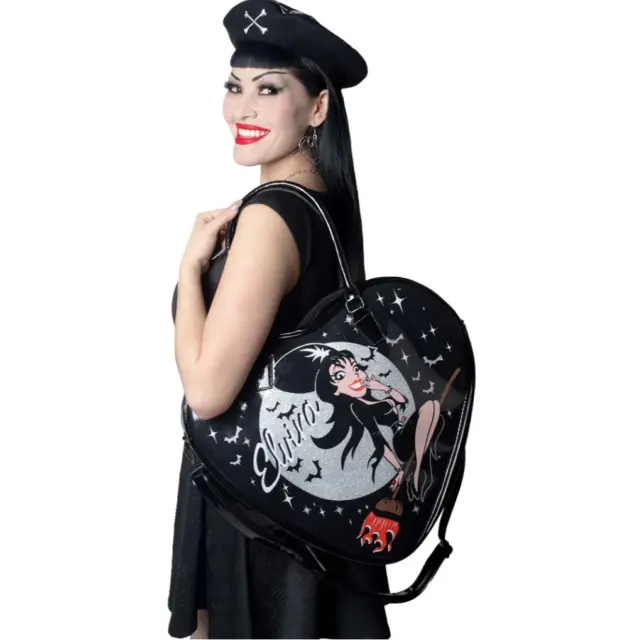 Kreepsville 666 Black Elvira Bewitched Heart Purse Bag Handles & Strap NWT Goth