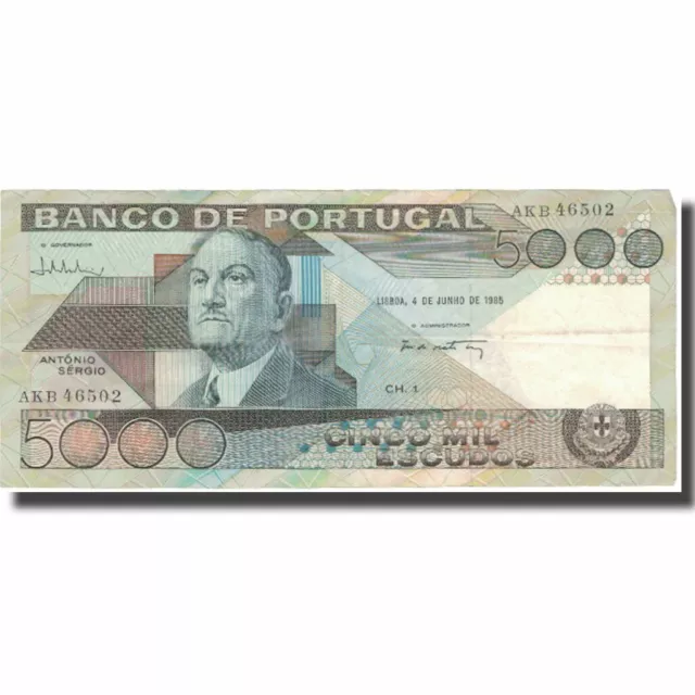 [#578893] Banknote, Portugal, 5000 Escudos, 1985, 1985-06-04, KM:182d, VF