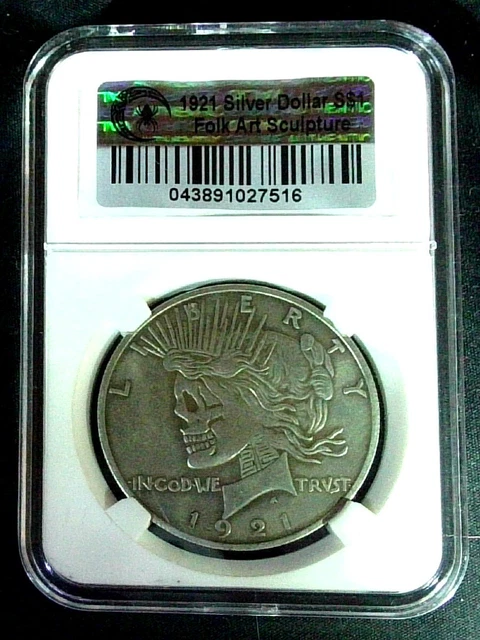 1921 Peace Dollar Skull liberty commemorative Folk Art coin