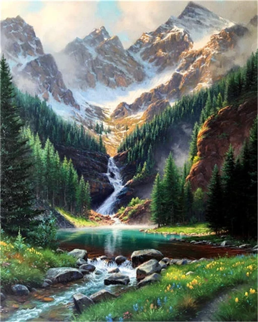 UPINS Diamant-Kunstgemälde – 15,2x15,2 Cm, Landschafts-Motiv, Malen Nach Zahlen, DIY Für Erwachsene & Kinder