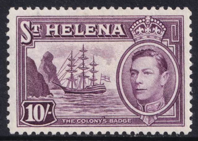 St Helena KGVI 1938-44 10s Purple Ship SG140 Mint MH